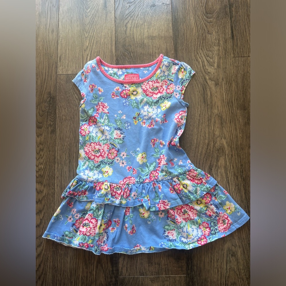Blue Floral Joules Dress - Size 4
